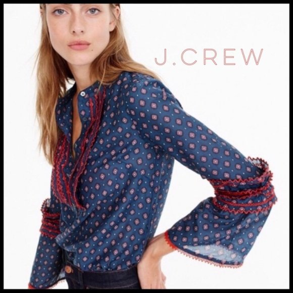 J. Crew Tops - J.Crew Foulard Bell Sleeve Blouse